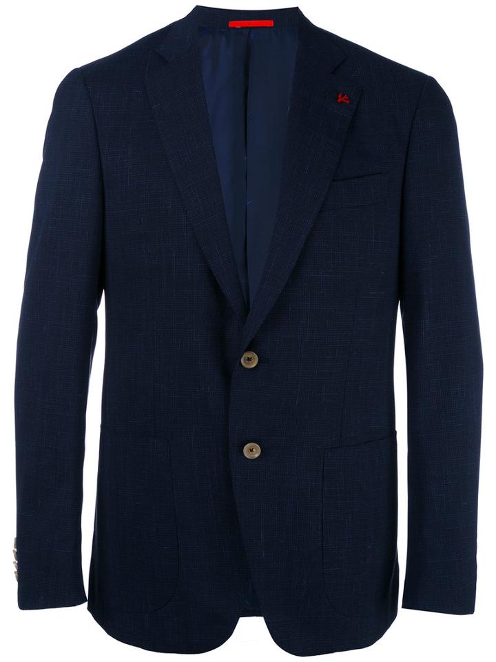 Isaia - Contrast Blazer - Men - Silk/linen/flax/cupro/wool - 52, Blue, Silk/linen/flax/cupro/wool