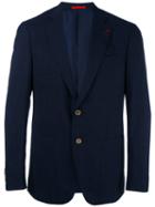 Isaia - Contrast Blazer - Men - Silk/linen/flax/cupro/wool - 52, Blue, Silk/linen/flax/cupro/wool