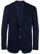 Isaia - Contrast Blazer - Men - Silk/linen/flax/cupro/wool - 52, Blue, Silk/linen/flax/cupro/wool