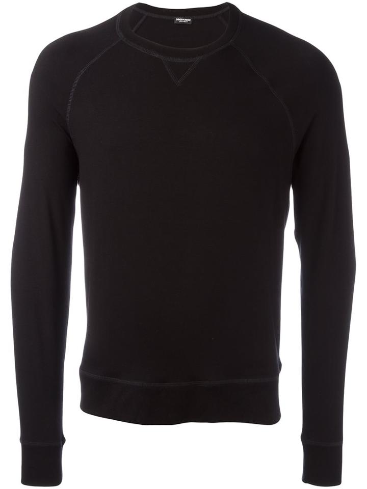 Dsquared2 Crew Neck Sweatshirt, Men's, Size: Large, Black, Spandex/elastane/viscose