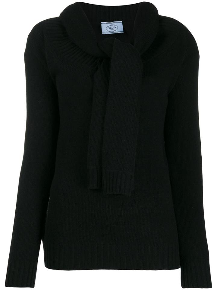 Prada Knotted Sleeve Jumper - Black