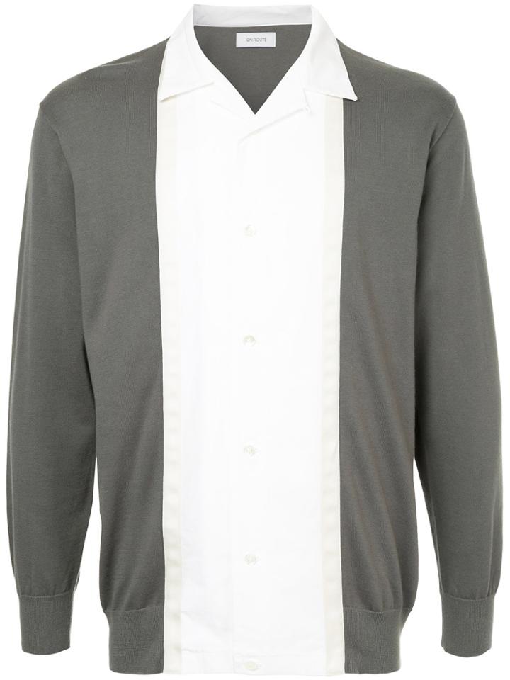 En Route Striped Open Collar Sweatshirt - Grey