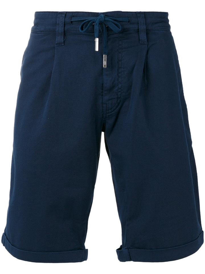 Eleventy Drawstring Detail Shorts, Men's, Size: 33, Blue, Cotton/spandex/elastane