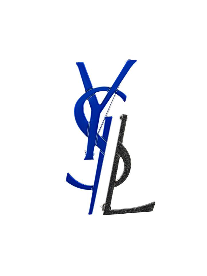 Saint Laurent Monogram Deconstructed Brooch - Blue