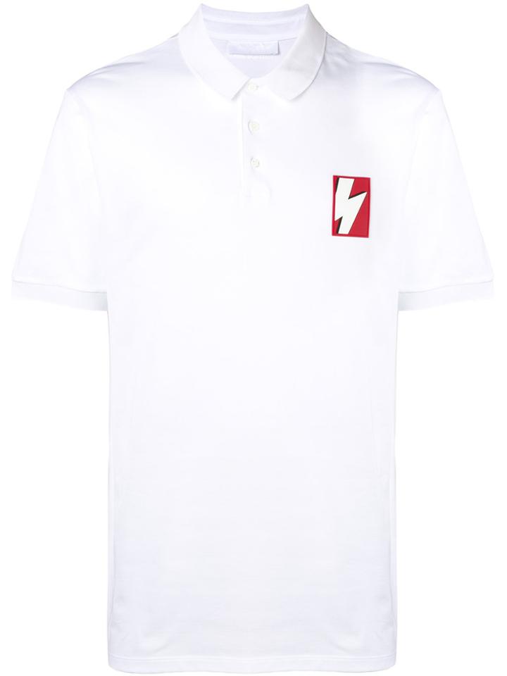 Neil Barrett Thunderbolt Patch Polo Shirt - White