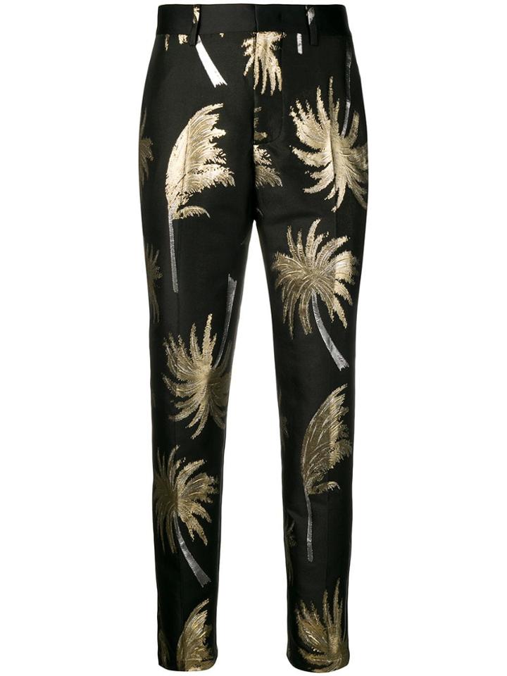 Msgm Metallic Palm Tree Trousers - Black