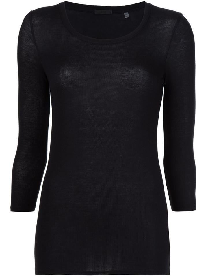 Atm Anthony Thomas Melillo 'ballet Neck' Ribbed Top, Women's, Size: Medium, Black, Spandex/elastane/modal