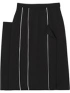 Burberry Piping Detail Stretch Wool Crepe Skirt - Black