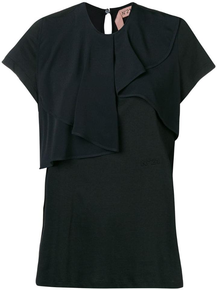 Nº21 Ruffle Short-sleeve Blouse - Black