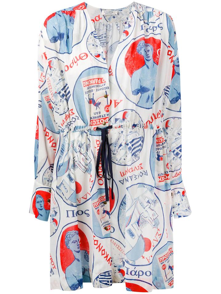 Roseanna - Greek Print Dress - Women - Cotton - M, White, Cotton