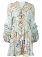 Camilla Short Peasant Dress - Blue