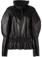 Drome Gathered Leather Blouse, Women's, Size: Medium, Black, Lamb Skin/cupro
