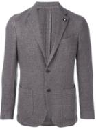 Lardini Woven Tweed Jacket, Men's, Size: 52, Grey, Polyester/silk/cotton/linen/flax