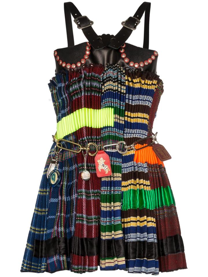 Chopova Lowena Pleated Mixed Material Dress - Black