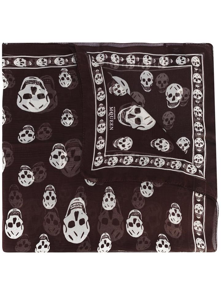 Alexander Mcqueen - Skull Scarf - Women - Silk - One Size, Brown, Silk