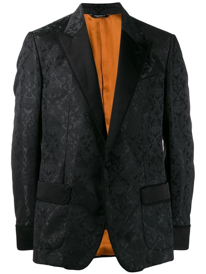Dolce & Gabbana Floral Jacquard Tuxedo Blazer - Black