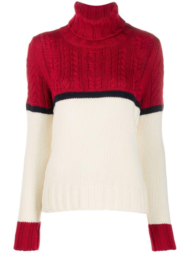 Zanone Colour Block Cable Knit Jumper - White