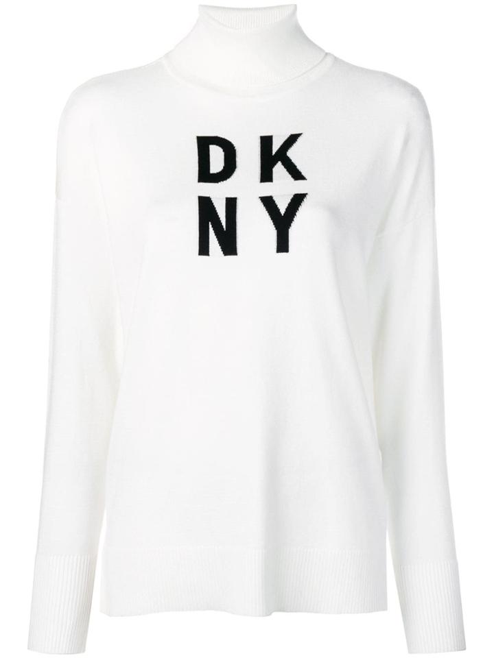 Dkny Logo-intarsia Rollneck Jumper - White