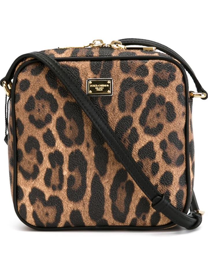 Dolce & Gabbana Small Leopard Print Crossbody Bag, Women's, Black