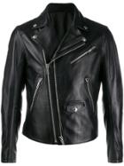 Les Hommes Leather Double-zip Biker Jacket - Black