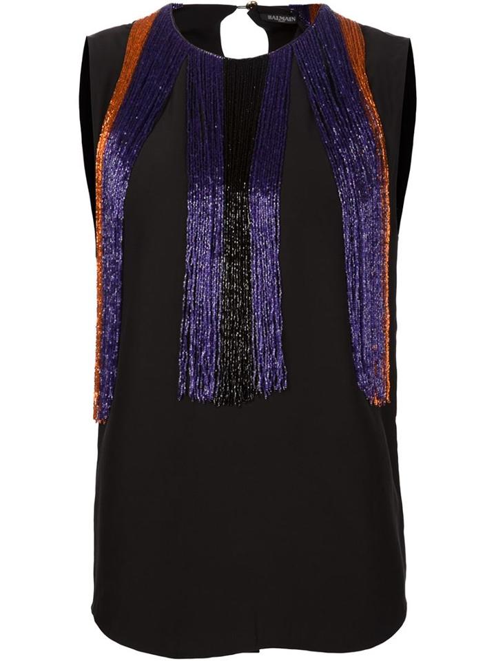 Balmain Beaded Fringed Tank Top
