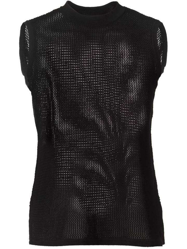 Astraet Mesh Crew Neck Side Slit Tank Top
