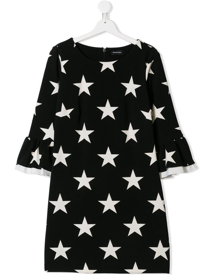 Monnalisa Teen Star Print Dress - Black