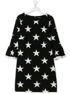 Monnalisa Teen Star Print Dress - Black