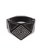 Chanel Vintage Geometric Cc Crystal Hinge Cuff Bracelet - Black