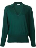 H Beauty & Youth V Neck Sweatshirt, Women's, Green, Cotton/silk