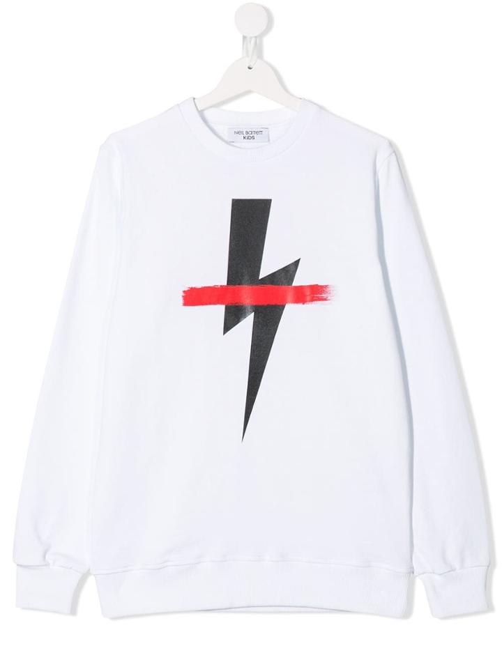 Neil Barrett Kids Lightning Bolt Sweatshirt - White
