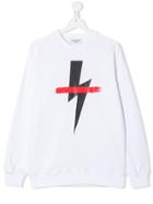 Neil Barrett Kids Lightning Bolt Sweatshirt - White