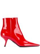 Prada Sculpted Heel Ankle Boots - Red