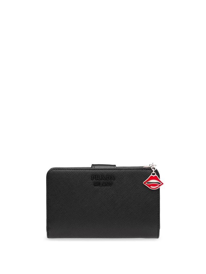 Prada Medium Lips Charm Wallet - Black