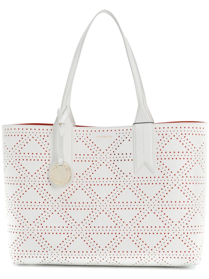 Emporio Armani Embossed Tote Bag - White