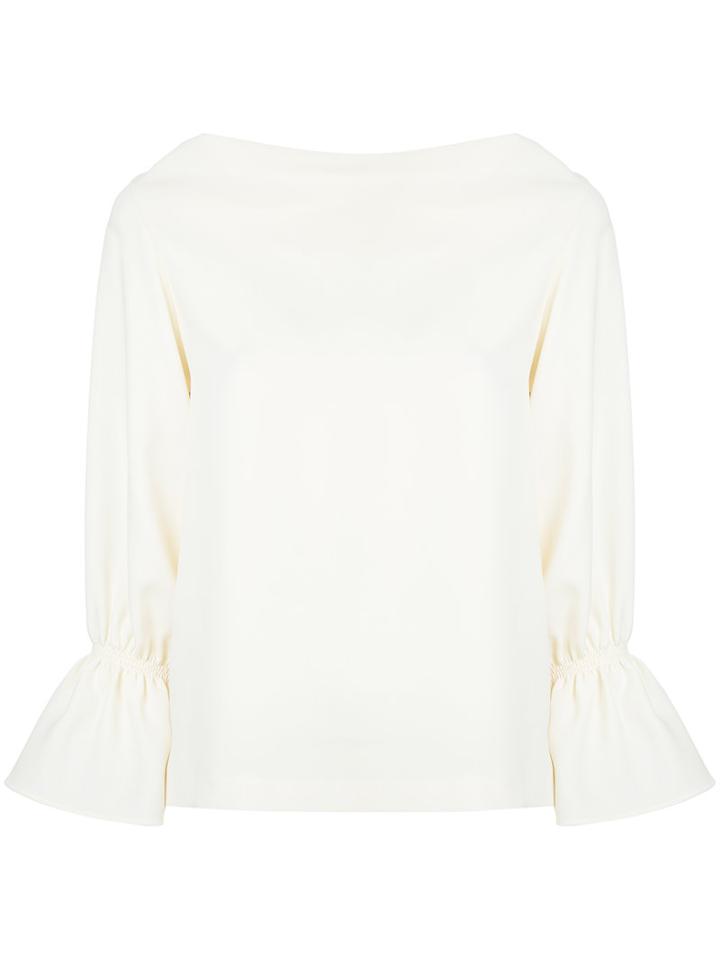 Estnation - Trumpet Sleeve Top - Women - Acetate - 38, White, Acetate