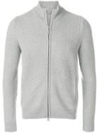 Barba Rib Knitted Zip-up Cardigan - Grey