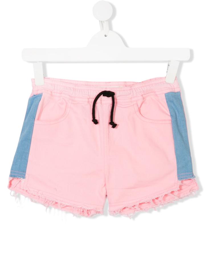 Andorine Teen Side Panel Denim Shorts - Pink & Purple