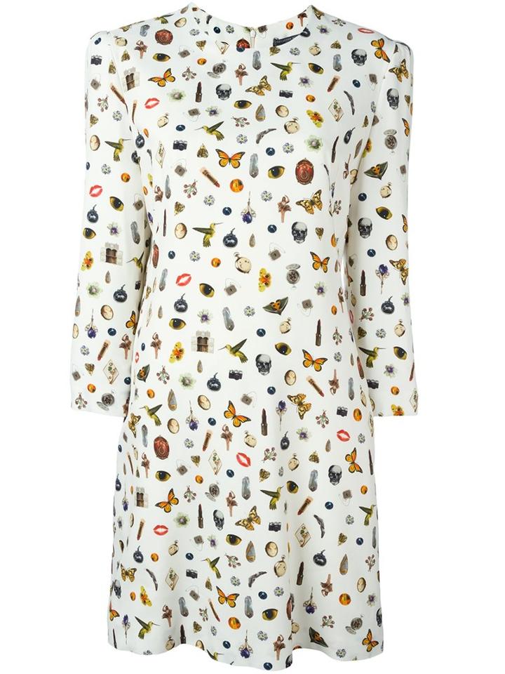 Alexander Mcqueen 'obsession' Print Dress, Women's, Size: 40, Nude/neutrals, Viscose/silk