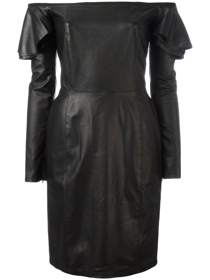 Diesel Off The Shoulder Dress, Women's, Size: Small, Black, Lamb Skin/viscose/polyester