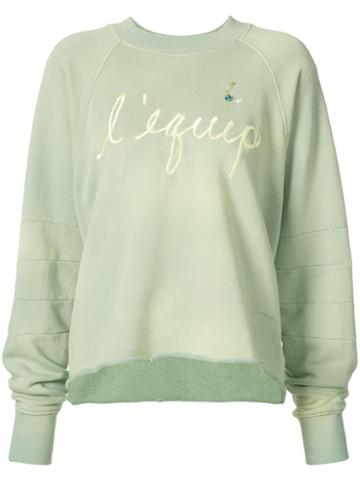 L'equip - Logo Print Destroyed Sweatshirt - Women - Cotton - M, Green, Cotton
