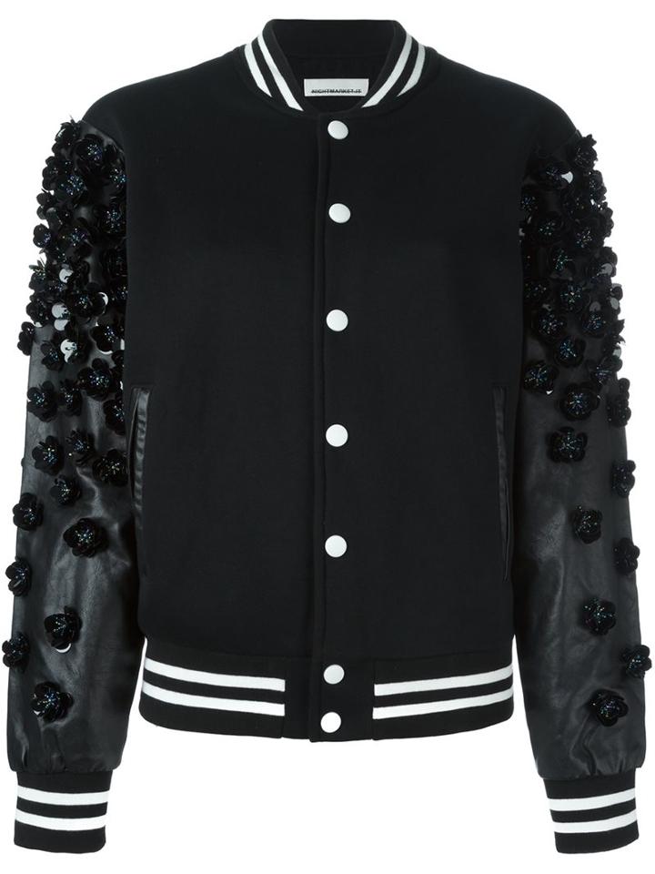 Night Market 'night Market' Bomber Jacket, Women's, Size: Medium, Black, Polyester/cotton