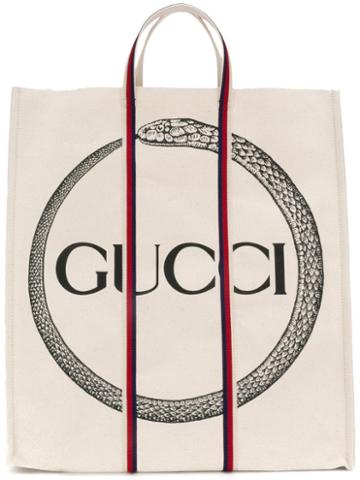 Gucci Gucci Ouroboros Print Tote - Neutrals