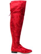 Alberta Ferretti Velvet Thigh-high Boots - Red