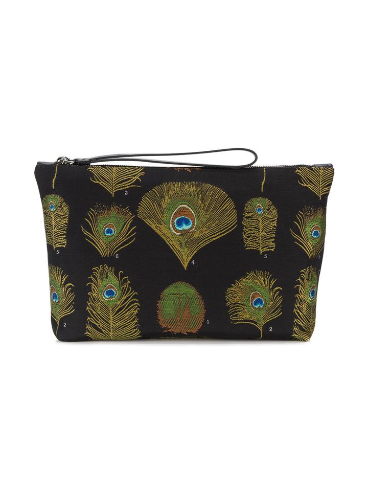 Alexander Mcqueen - Peacock Weave Pouch - Men - Leather/nylon/polyester - One Size, Black, Leather/nylon/polyester