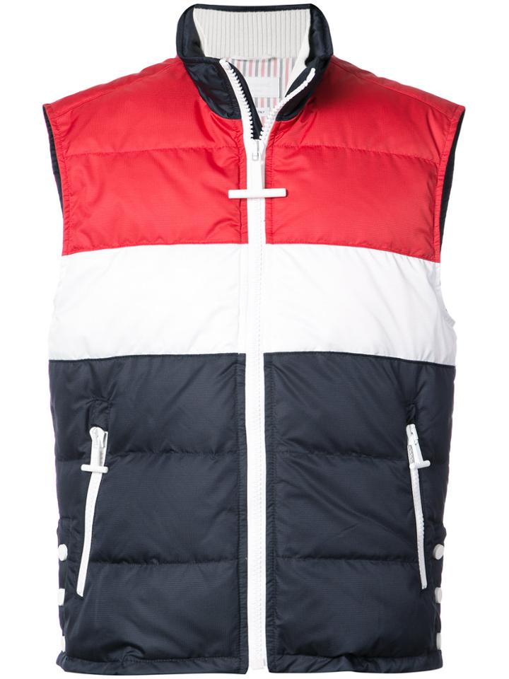 Thom Browne Three Panel Downfilled Funnel Collar Ski Vest In Mini