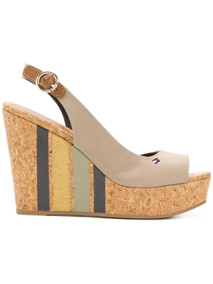 Tommy Hilfiger Striped Wedge Sandals - Nude & Neutrals