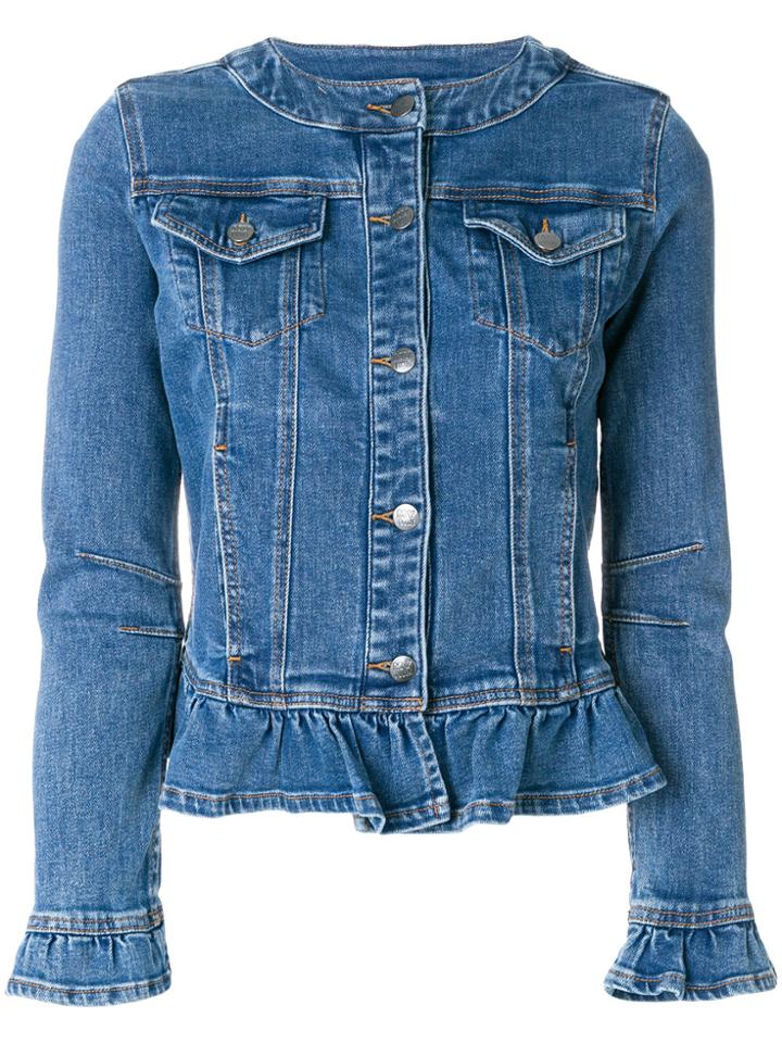 Twin-set Frill-trim Denim Jacket - Blue