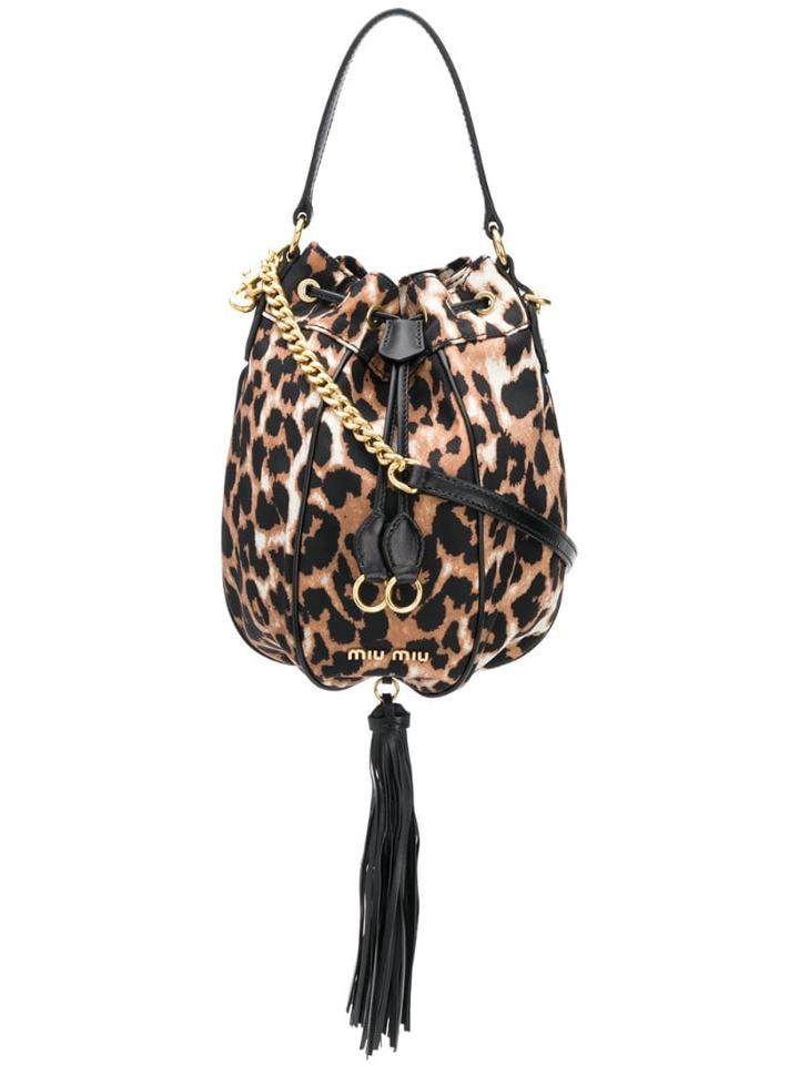 Miu Miu Leopard Print Bucket Bag - Neutrals