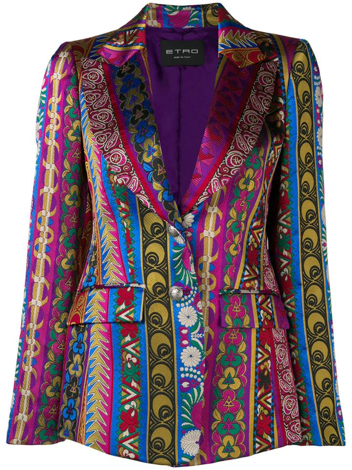 Etro Quartz Printed Blazer - Pink & Purple